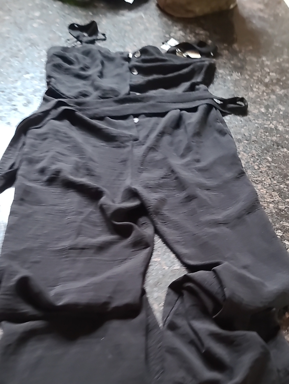 Monteau Black Sleeveless Button-Front Jumpsuit